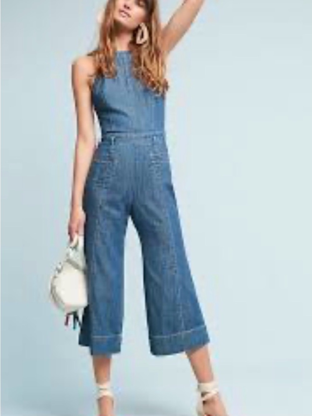 Anthropologie Pilcro Femme Denim Jumpsuit Wide Leg Americana Size 6